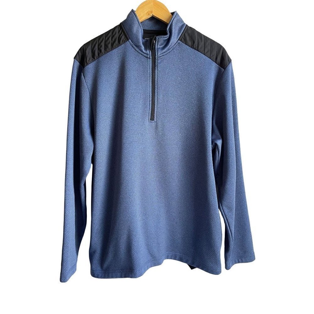 Ben Hogan Golf Size Large Blue Black Performance 1/4 Zip Pullover Fleece Jacket - Picture 1 of 8